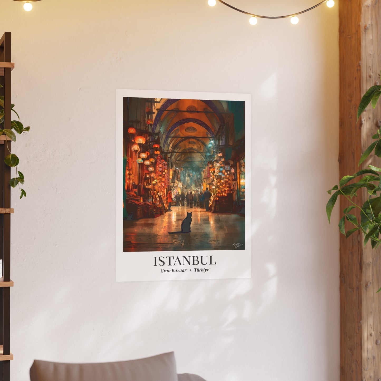 Istanbul Fine Art Print – Grand Bazaar Poster with Cat, Türkiye Travel Memory, Shared Wall Decor, Cultural Souvenir