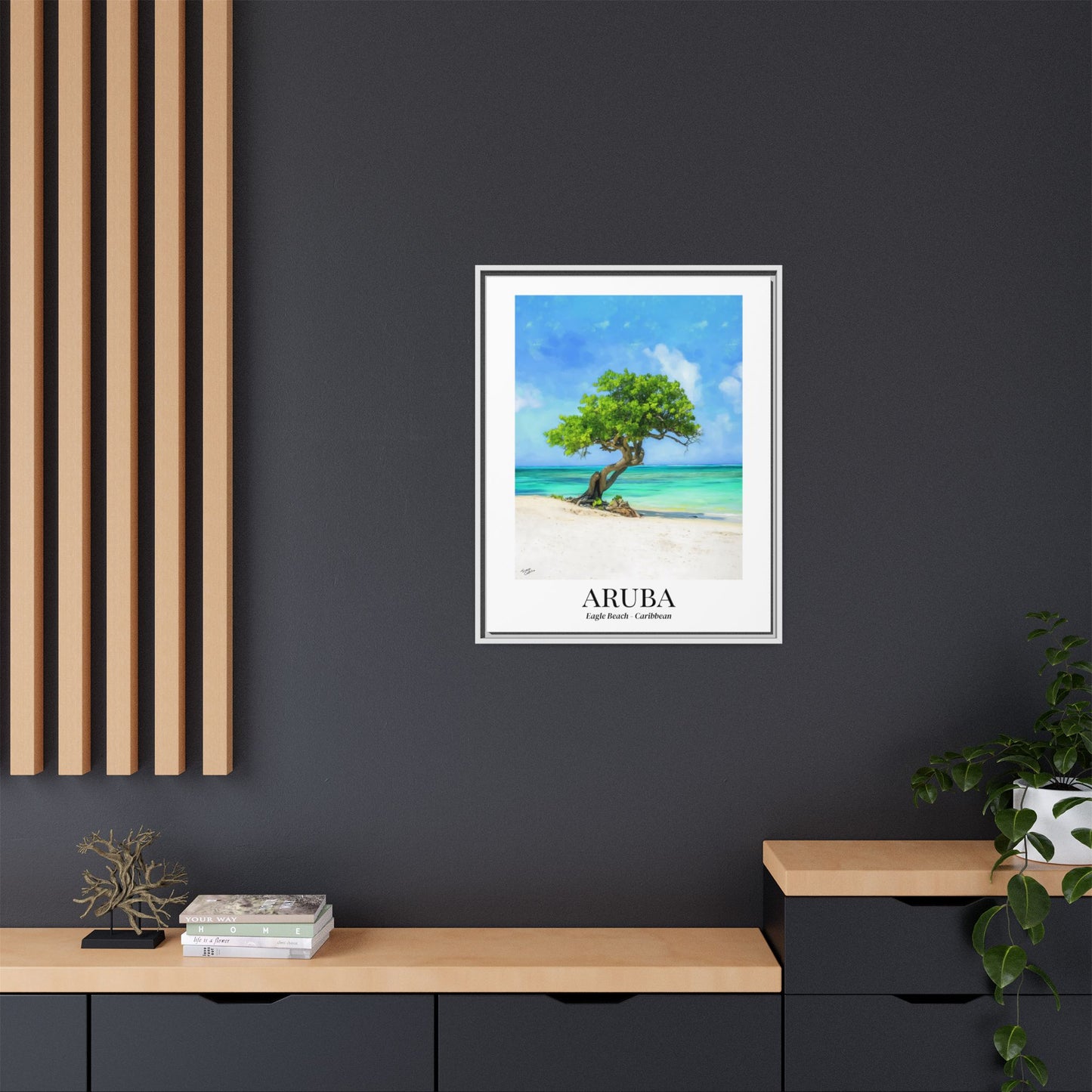 Aruba Fine Art Print – Eagle Beach Canvas Wall Art, Fofoti Tree Print, Cruise Ship Vacation Memory, Beach House Gift for Travelers, Caribbean Decor