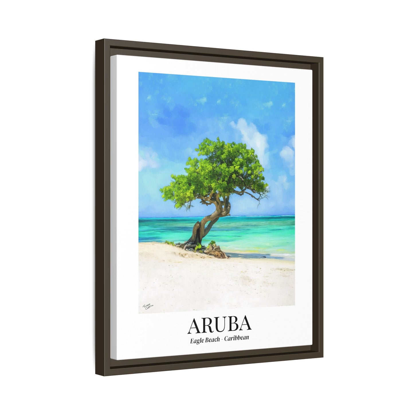 Aruba Fine Art Print – Eagle Beach Canvas Wall Art, Fofoti Tree Print, Cruise Ship Vacation Memory, Beach House Gift for Travelers, Caribbean Decor