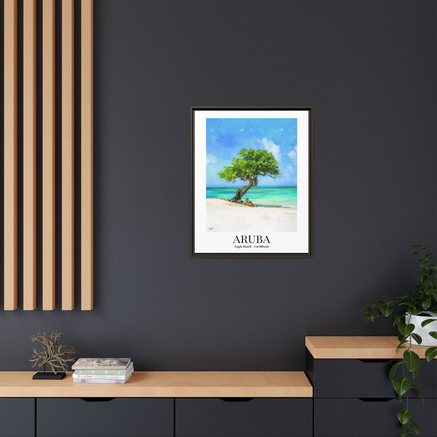 Aruba Fine Art Print – Eagle Beach Canvas Wall Art, Fofoti Tree Print, Cruise Ship Vacation Memory, Beach House Gift for Travelers, Caribbean Decor