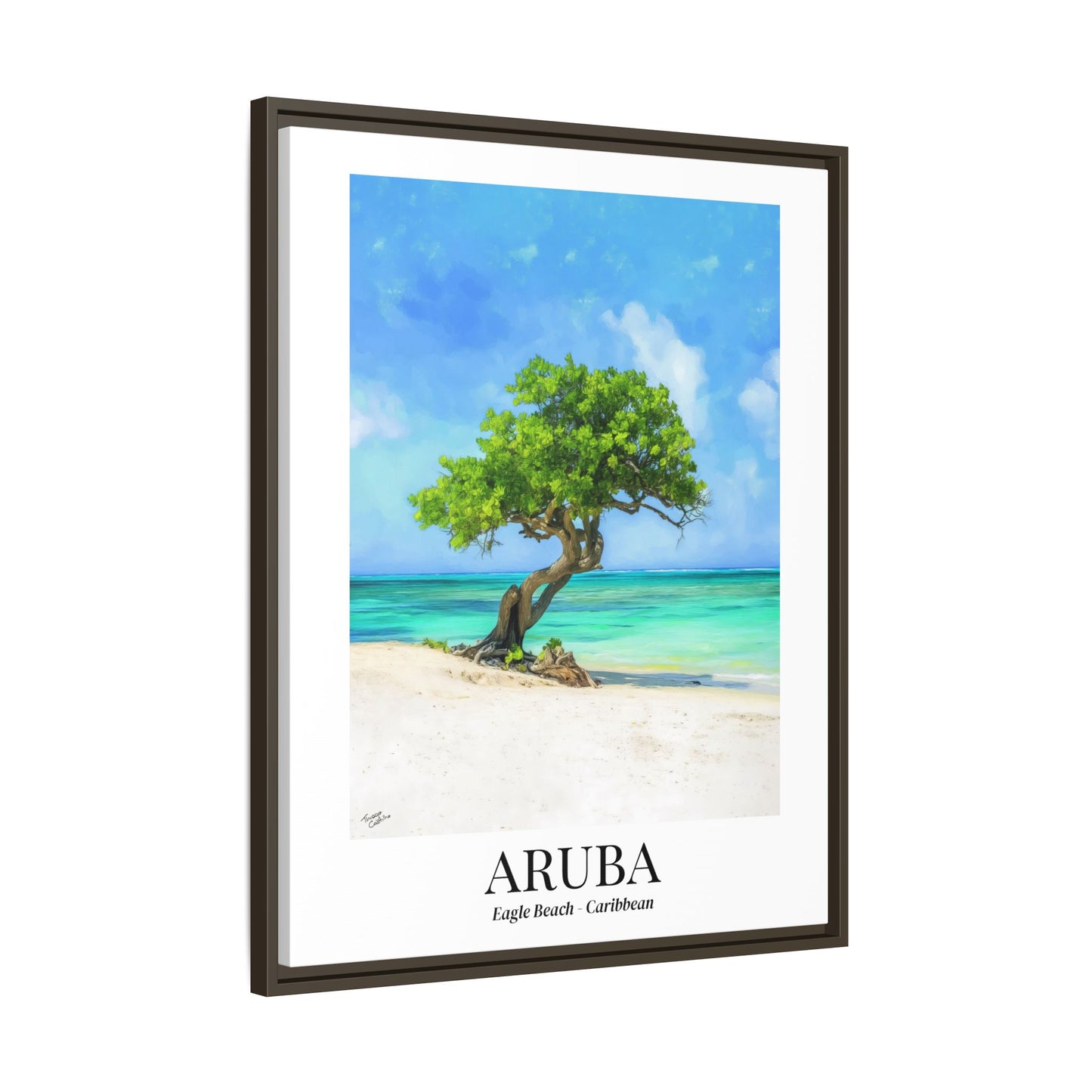 Aruba Fine Art Print – Eagle Beach Canvas Wall Art, Fofoti Tree Print, Cruise Ship Vacation Memory, Beach House Gift for Travelers, Caribbean Decor