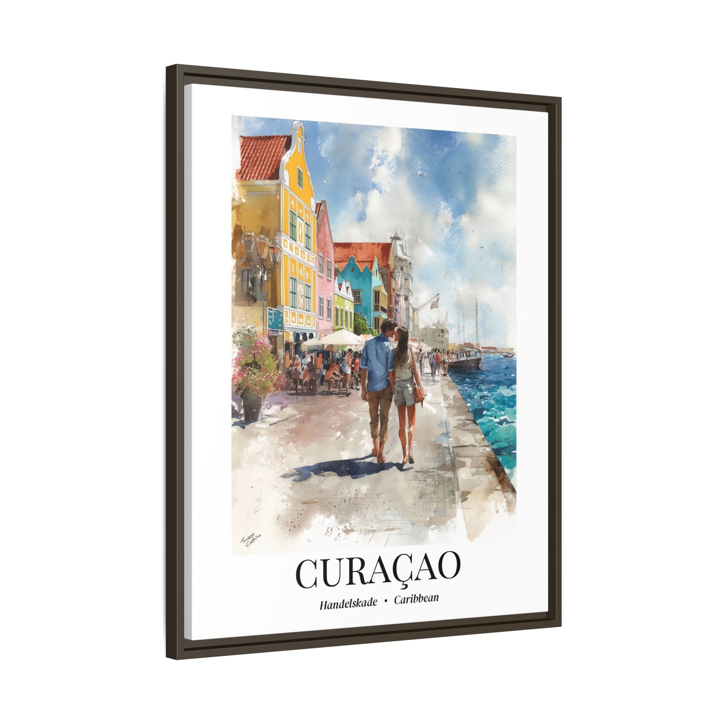 Curaçao Fine Art Print – Cruise Ship Vacation Memory, Beach House Gift for Travelers, Handelskade Waterfront Canvas Wall Art, Caribbean Decor