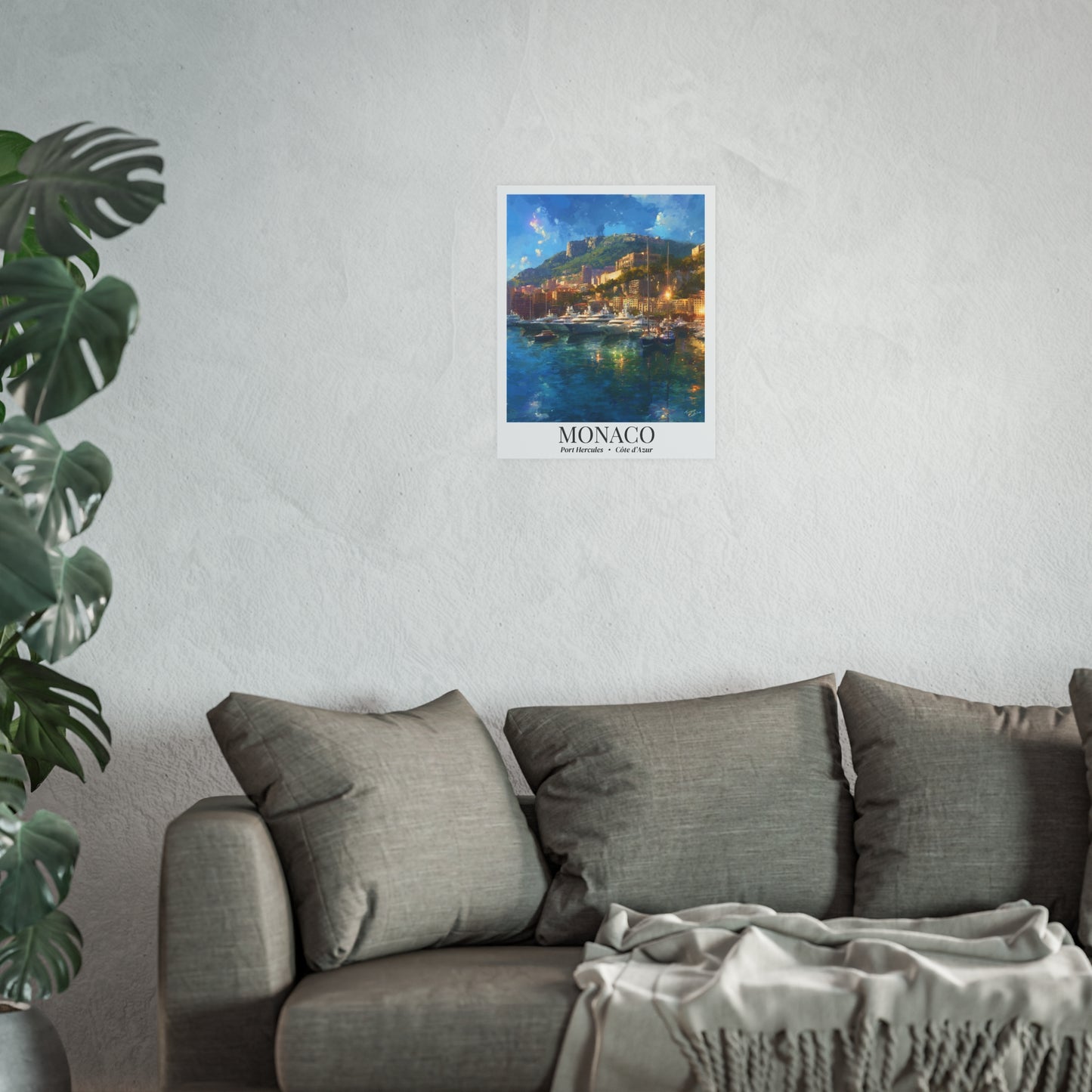 Monaco Port Hercule – Fine Art Poster Print, Riviera Cruise Ship Wall Art, Glamour & Yachts Decor