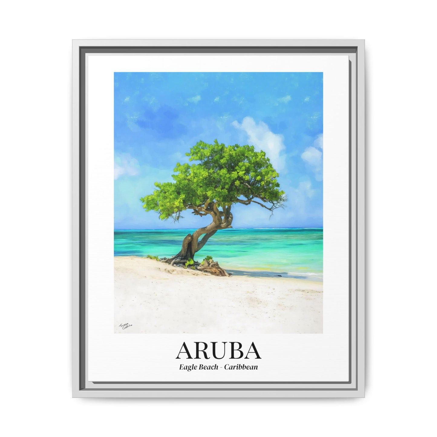 Aruba Fine Art Print – Eagle Beach Canvas Wall Art, Fofoti Tree Print, Cruise Ship Vacation Memory, Beach House Gift for Travelers, Caribbean Decor
