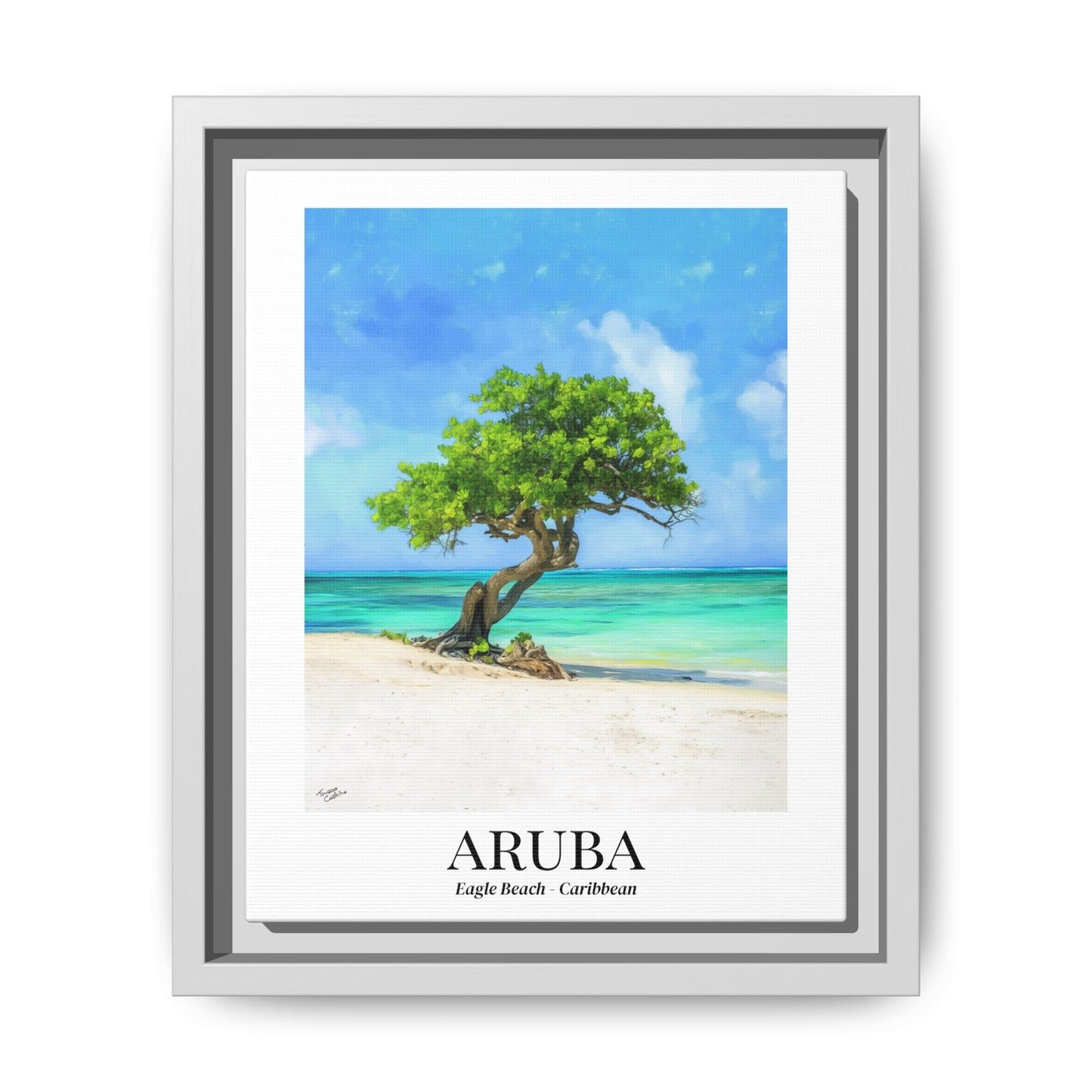 Aruba Fine Art Print – Eagle Beach Canvas Wall Art, Fofoti Tree Print, Cruise Ship Vacation Memory, Beach House Gift for Travelers, Caribbean Decor