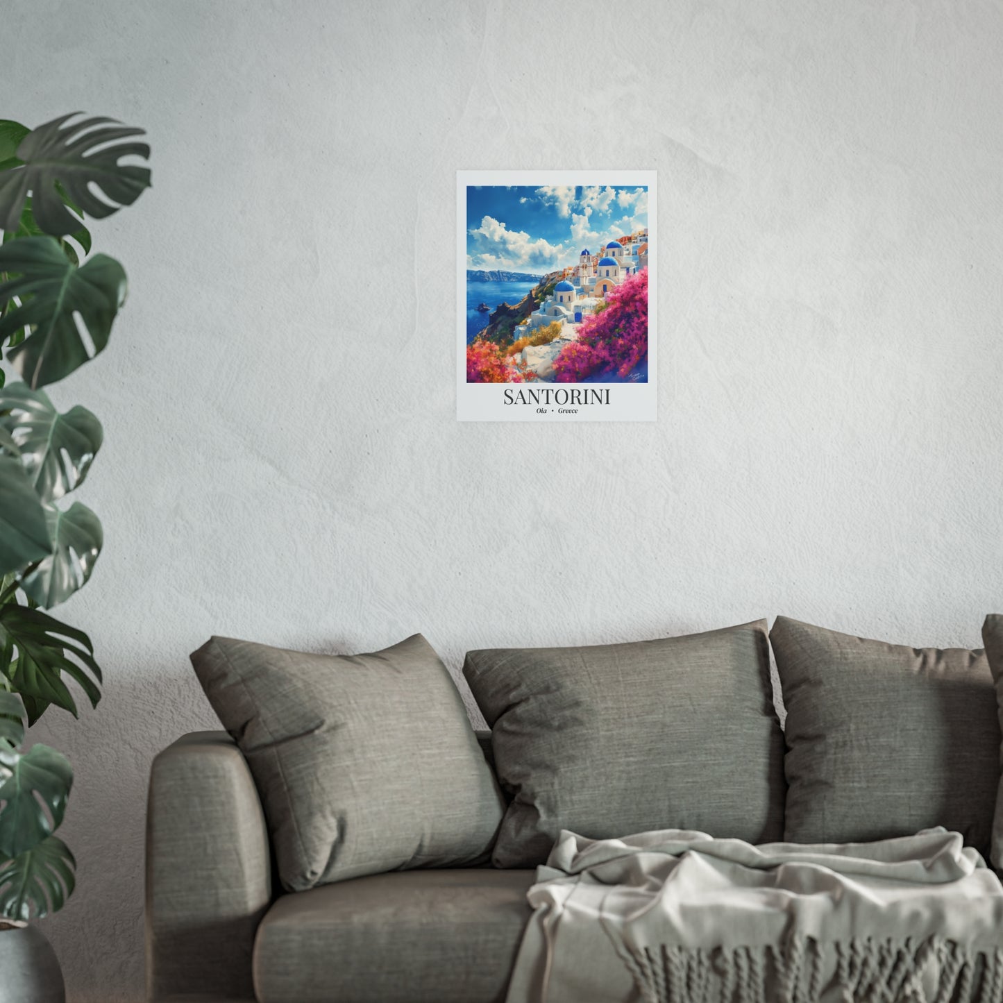 Santorini Travel Poster – Fine Art Print, Oia Sunset Artwork, Shared Memory Wall Decor, Greece Souvenir