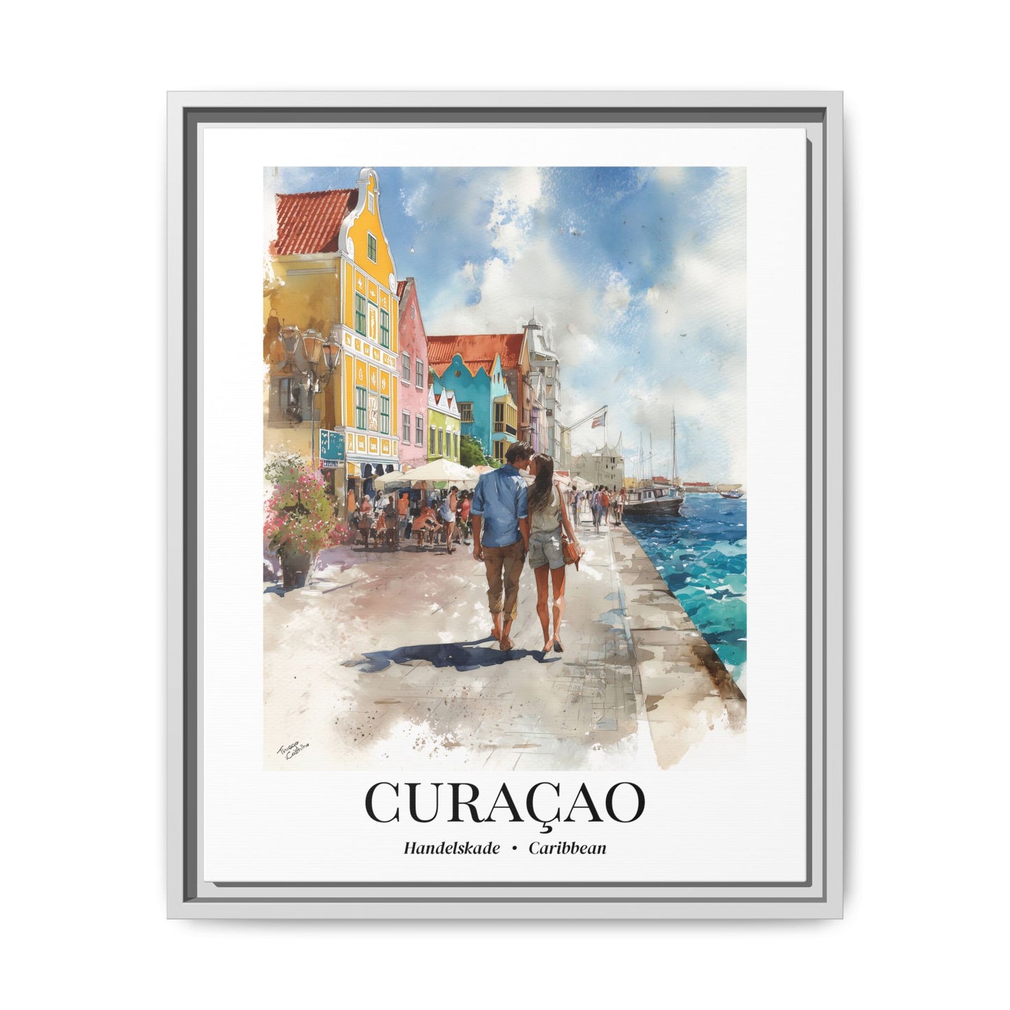 Curaçao Fine Art Print – Cruise Ship Vacation Memory, Beach House Gift for Travelers, Handelskade Waterfront Canvas Wall Art, Caribbean Decor
