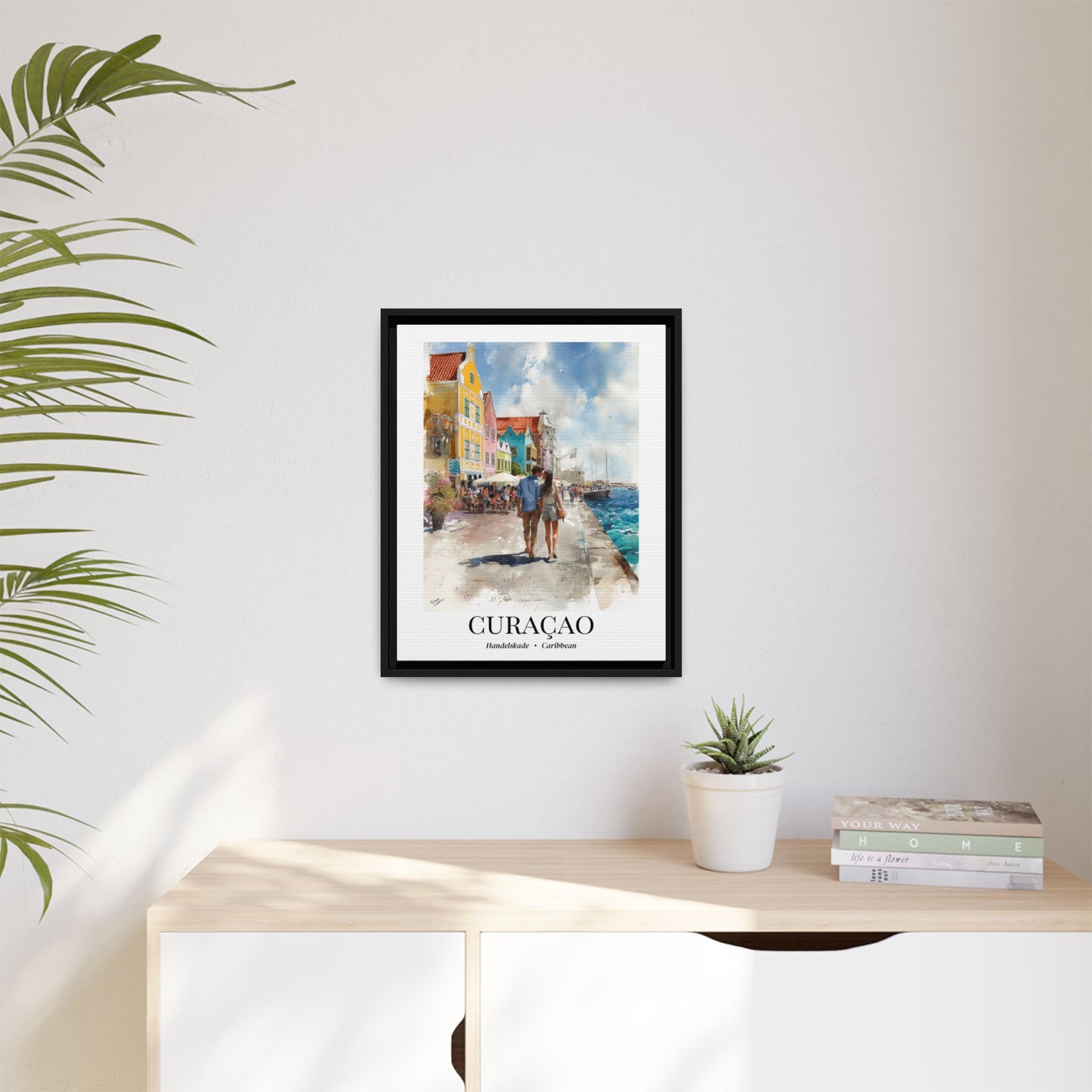 Curaçao Fine Art Print – Cruise Ship Vacation Memory, Beach House Gift for Travelers, Handelskade Waterfront Canvas Wall Art, Caribbean Decor