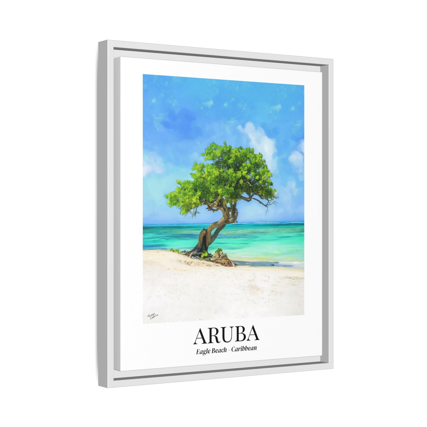 Aruba Fine Art Print – Eagle Beach Canvas Wall Art, Fofoti Tree Print, Cruise Ship Vacation Memory, Beach House Gift for Travelers, Caribbean Decor