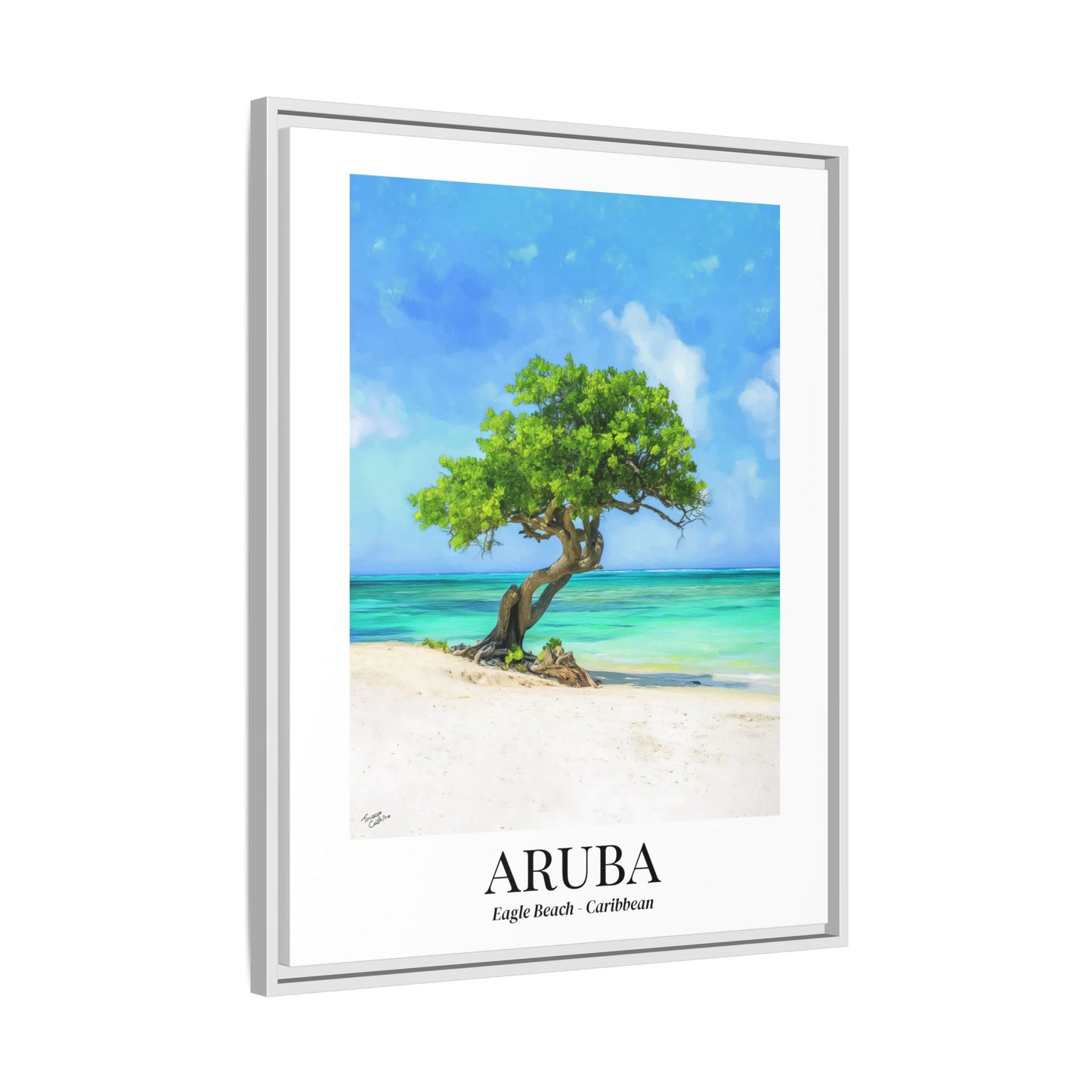 Aruba Fine Art Print – Eagle Beach Canvas Wall Art, Fofoti Tree Print, Cruise Ship Vacation Memory, Beach House Gift for Travelers, Caribbean Decor