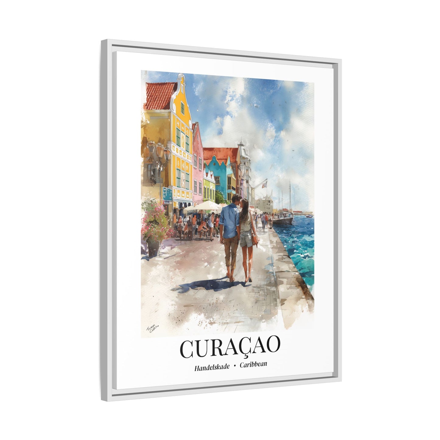 Curaçao Fine Art Print – Cruise Ship Vacation Memory, Beach House Gift for Travelers, Handelskade Waterfront Canvas Wall Art, Caribbean Decor