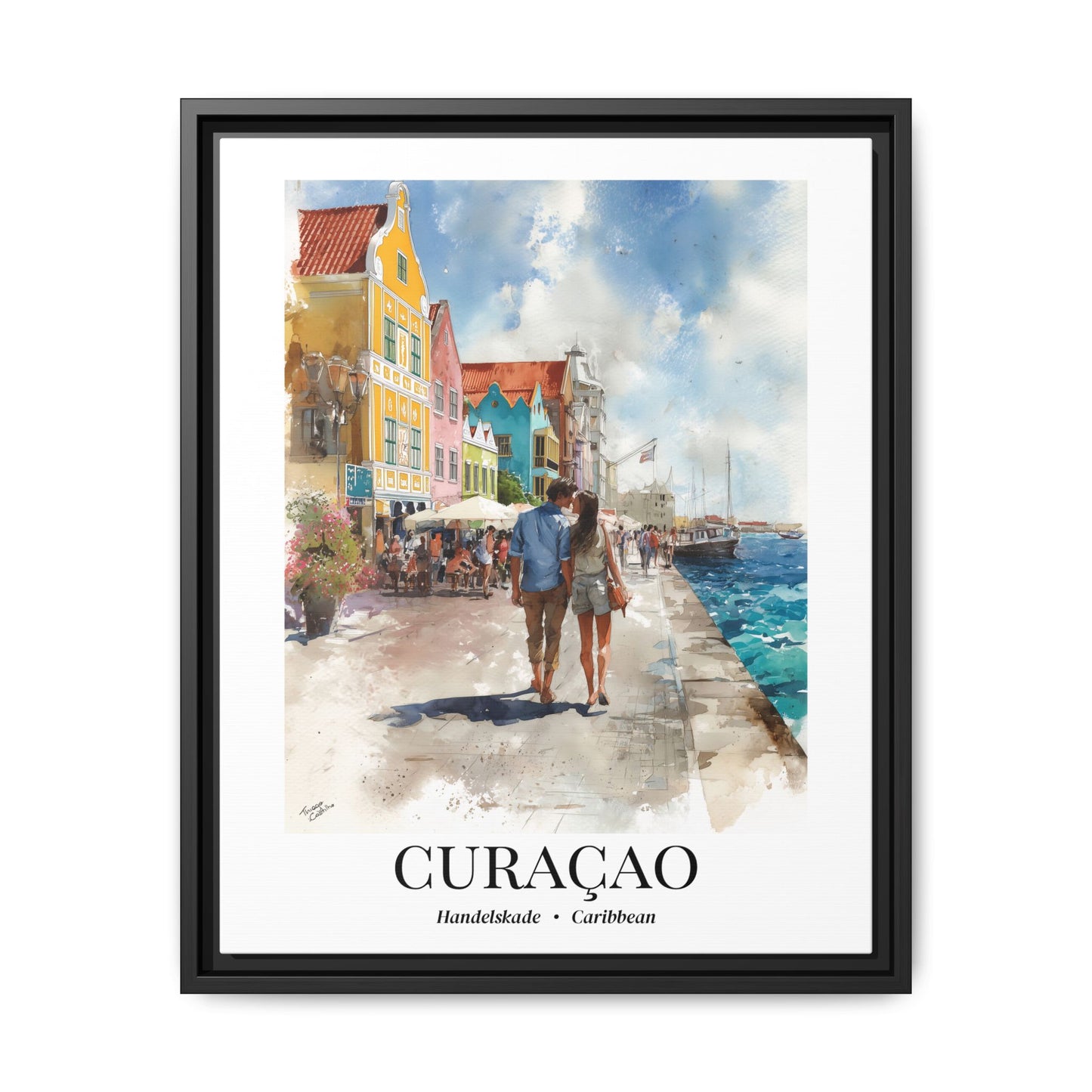 Curaçao Fine Art Print – Cruise Ship Vacation Memory, Beach House Gift for Travelers, Handelskade Waterfront Canvas Wall Art, Caribbean Decor
