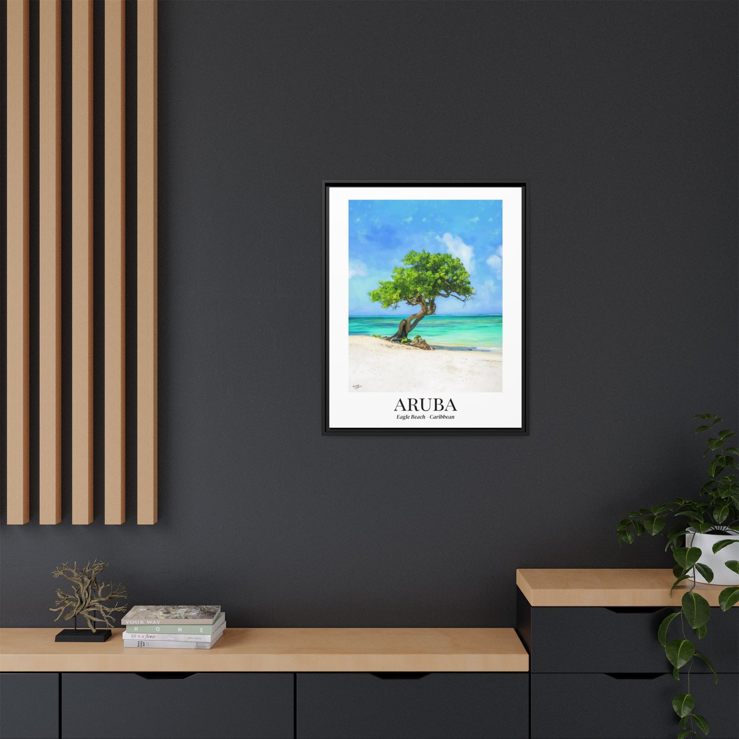 Aruba Fine Art Print – Eagle Beach Canvas Wall Art, Fofoti Tree Print, Cruise Ship Vacation Memory, Beach House Gift for Travelers, Caribbean Decor