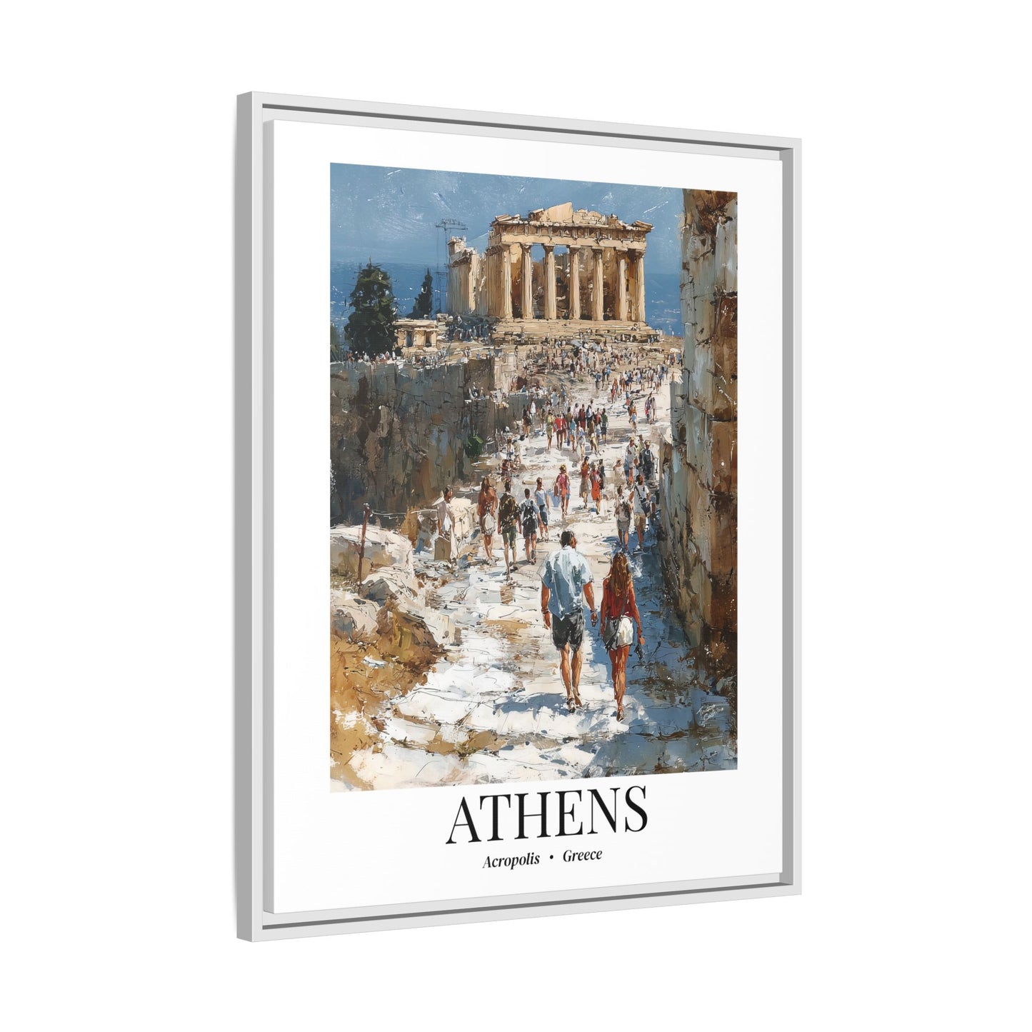 Athens Fine Art Print – Cruise Port Memory, Acropolis Hill Parthenon Canvas Wall Art, Greece Travel Decor
