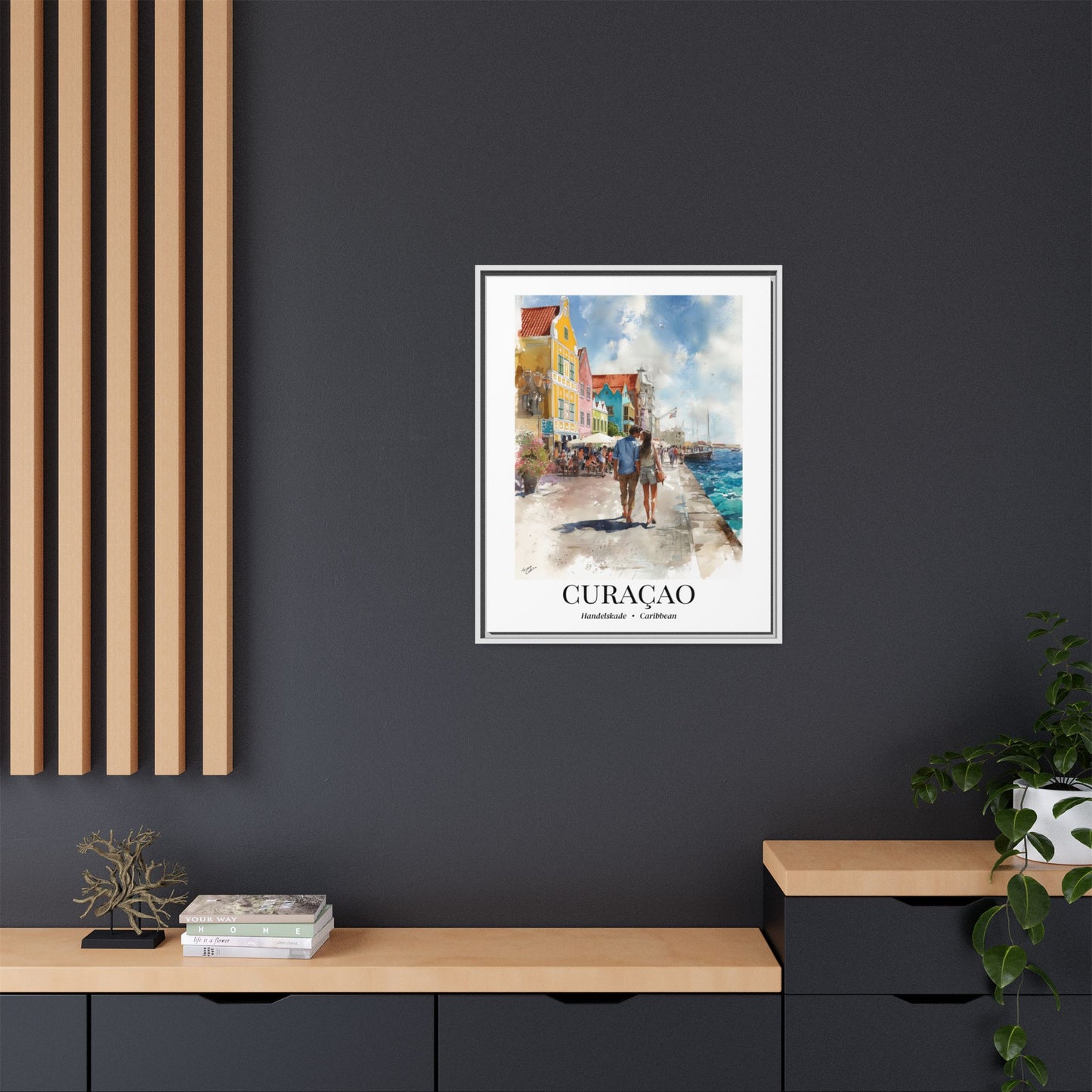 Curaçao Fine Art Print – Cruise Ship Vacation Memory, Beach House Gift for Travelers, Handelskade Waterfront Canvas Wall Art, Caribbean Decor