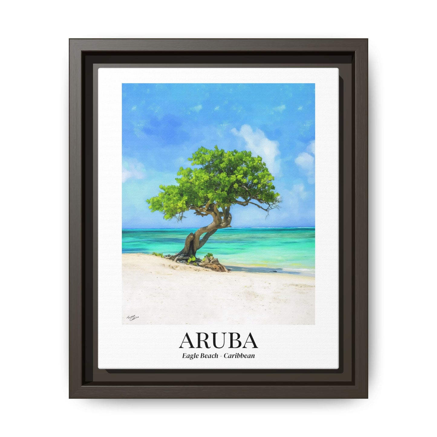 Aruba Fine Art Print – Eagle Beach Canvas Wall Art, Fofoti Tree Print, Cruise Ship Vacation Memory, Beach House Gift for Travelers, Caribbean Decor