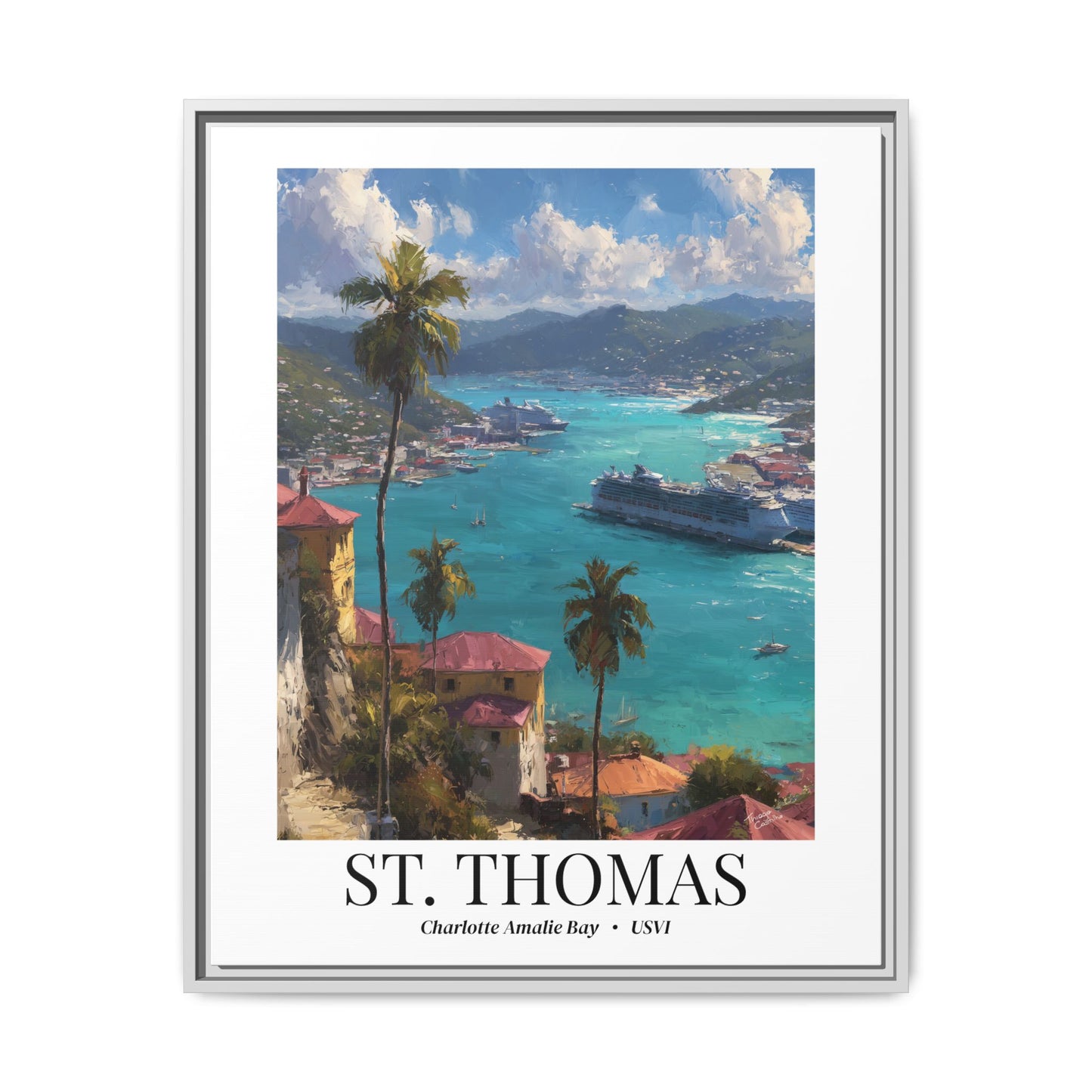 St. Thomas Fine Art Print – Charlotte Amalie Harbor Wall Art, Cruise Ship Vacation, US Virgin Islands Decor for Travelers