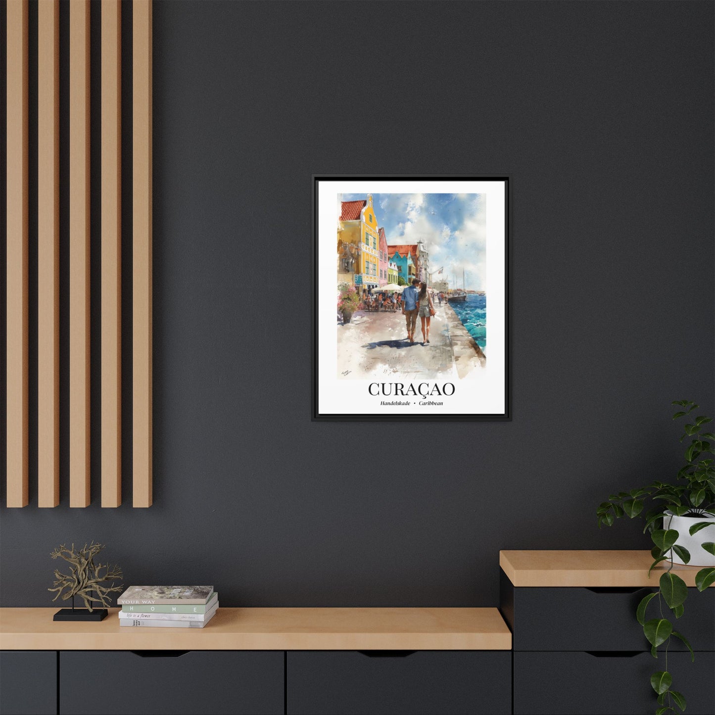 Curaçao Fine Art Print – Cruise Ship Vacation Memory, Beach House Gift for Travelers, Handelskade Waterfront Canvas Wall Art, Caribbean Decor