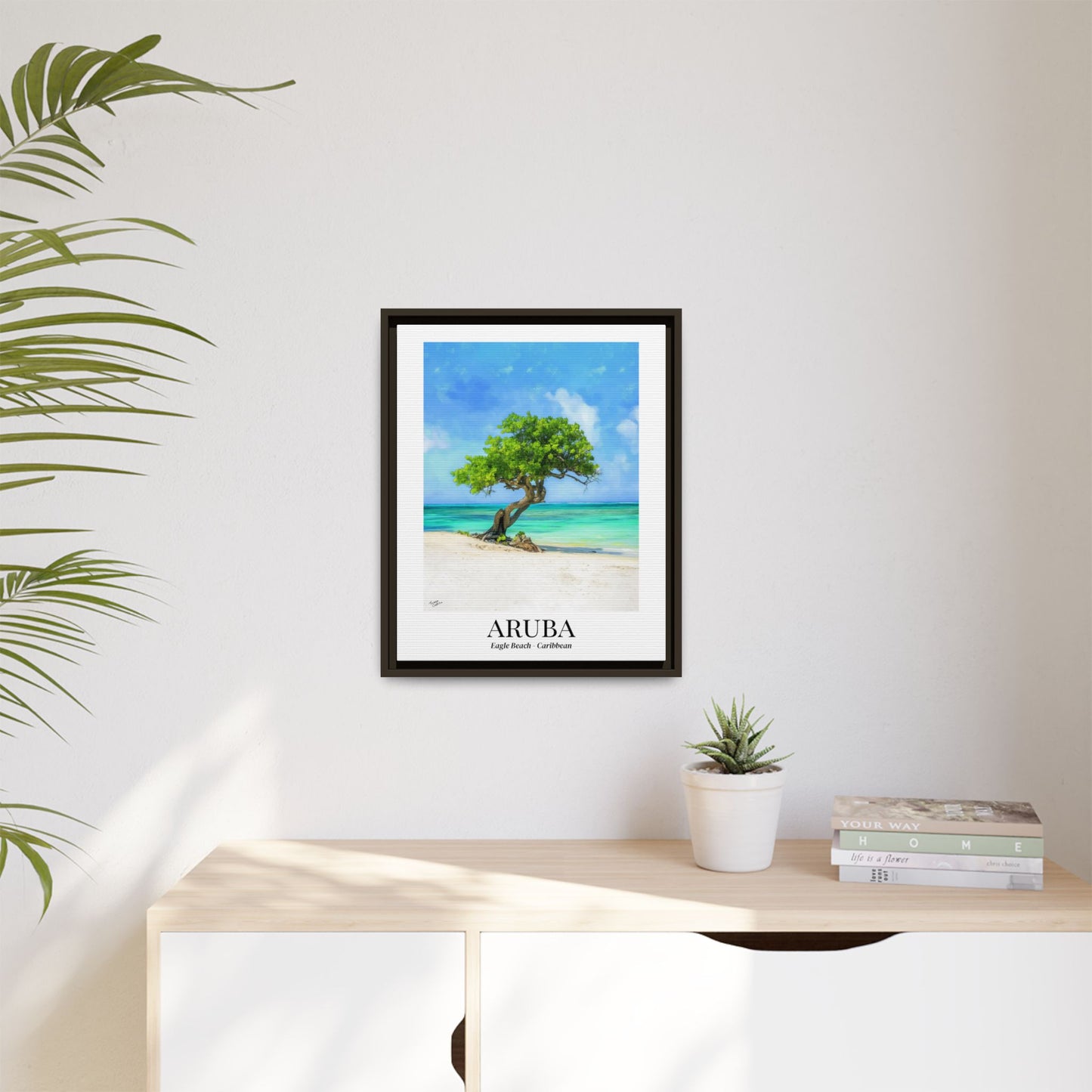 Aruba Fine Art Print – Eagle Beach Canvas Wall Art, Fofoti Tree Print, Cruise Ship Vacation Memory, Beach House Gift for Travelers, Caribbean Decor