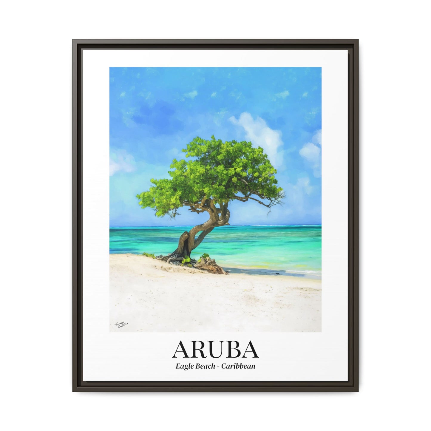 Aruba Fine Art Print – Eagle Beach Canvas Wall Art, Fofoti Tree Print, Cruise Ship Vacation Memory, Beach House Gift for Travelers, Caribbean Decor