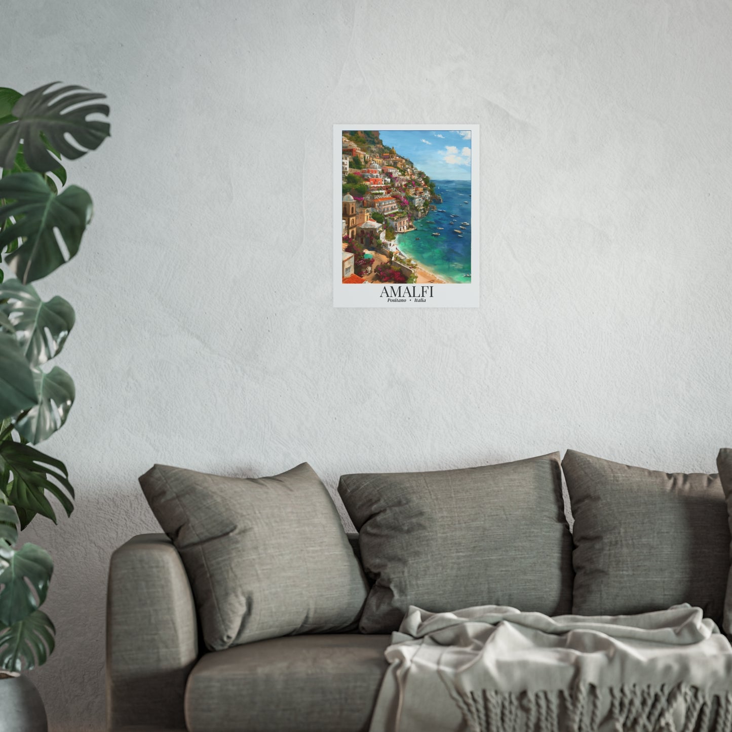 Amalfi Coast Italy – Fine Art Poster Print, Mediterranean Cruise Ship Port Wall Art, Bougainvillea & Lemons Decor