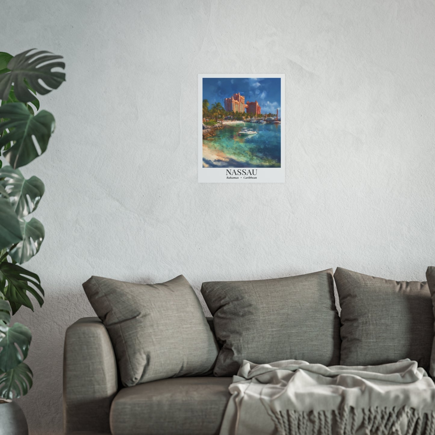 Nassau Bahamas Atlantis Resort – Fine Art Poster Print, Caribbean Cruise Ship Vacation Wall Art, Scenic Movie Landmark Decor