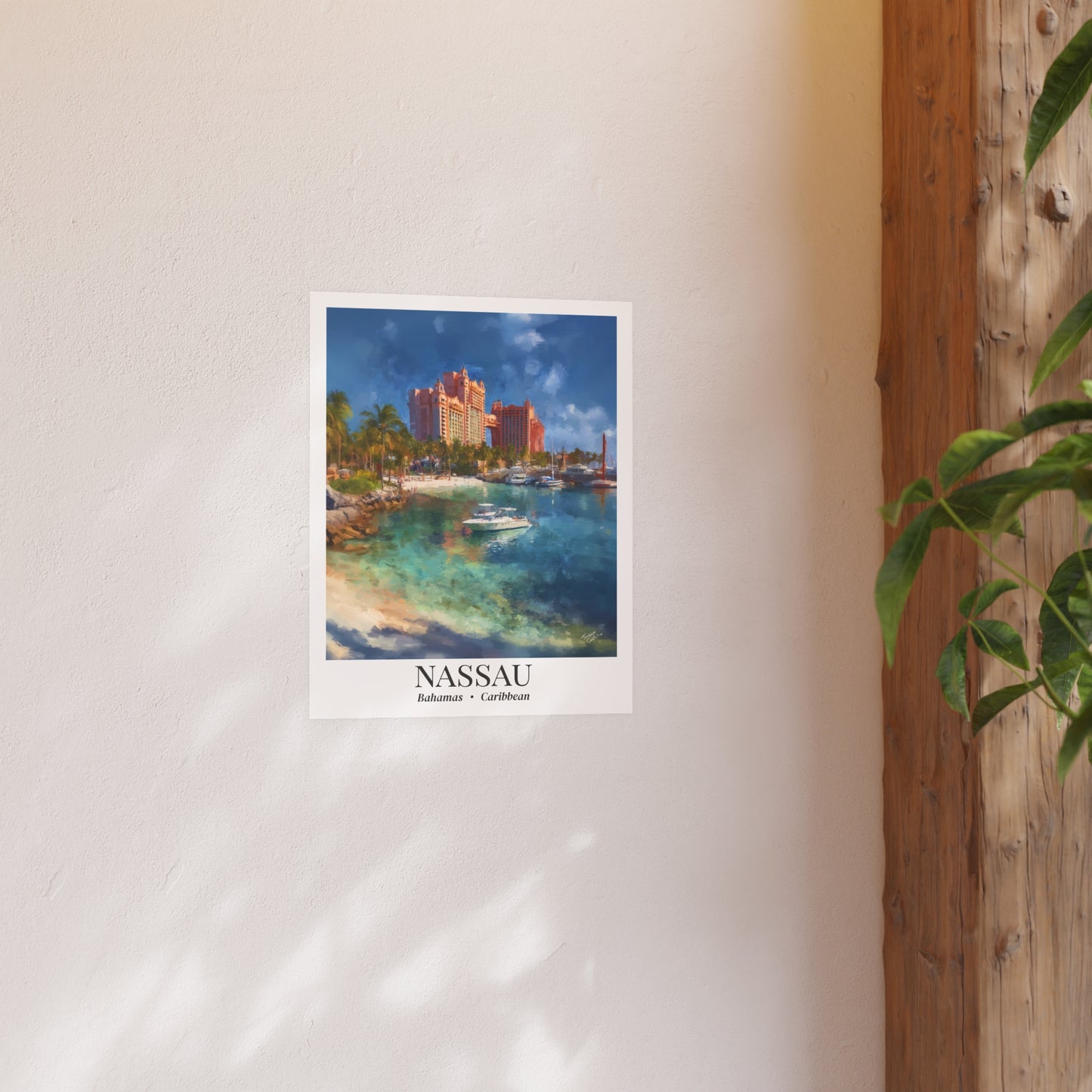 Nassau Bahamas Atlantis Resort – Fine Art Poster Print, Caribbean Cruise Ship Vacation Wall Art, Scenic Movie Landmark Decor
