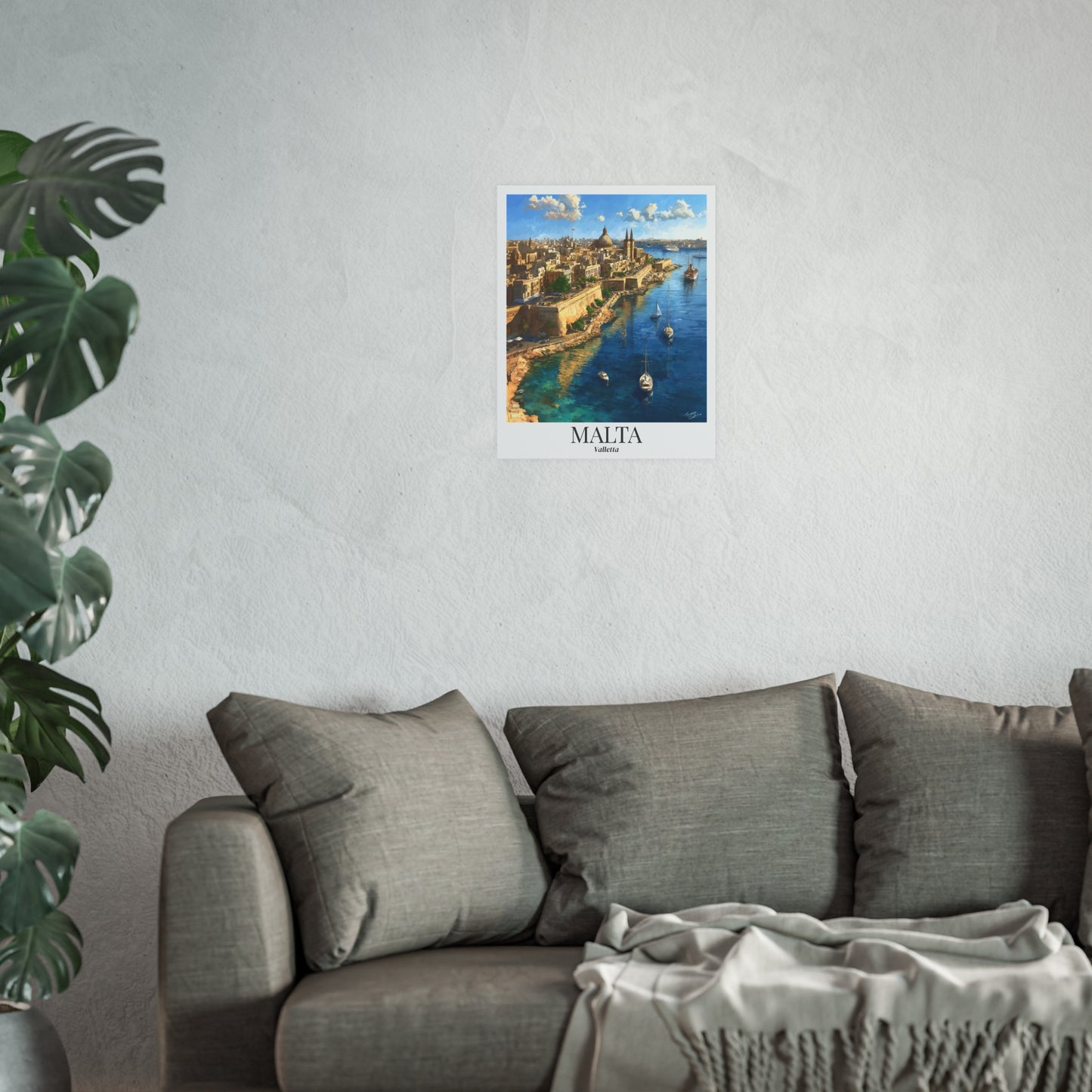 Malta Valletta – Fine Art Framed Canvas Print, Mediterranean Cruise Ship Port Wall Art, Historic Harbor Decor
