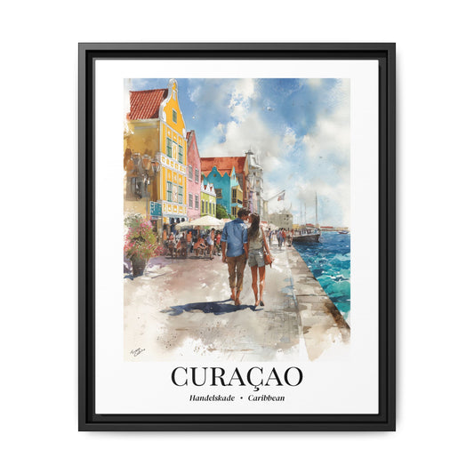 Curaçao Fine Art Print – Cruise Ship Vacation Memory, Beach House Gift for Travelers, Handelskade Waterfront Canvas Wall Art, Caribbean Decor