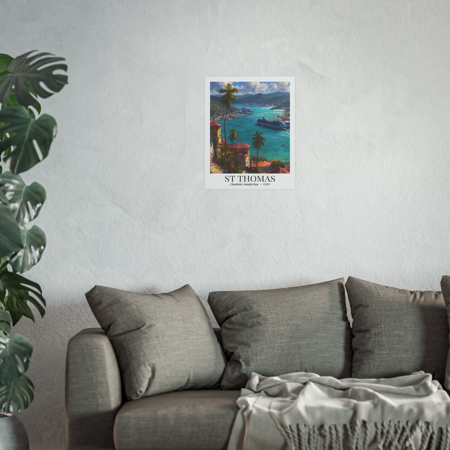 St. Thomas Travel Poster – Fine Art Print, Charlotte Amalie Bay Artwork, Shared Memory Wall Decor, Caribbean Souvenir