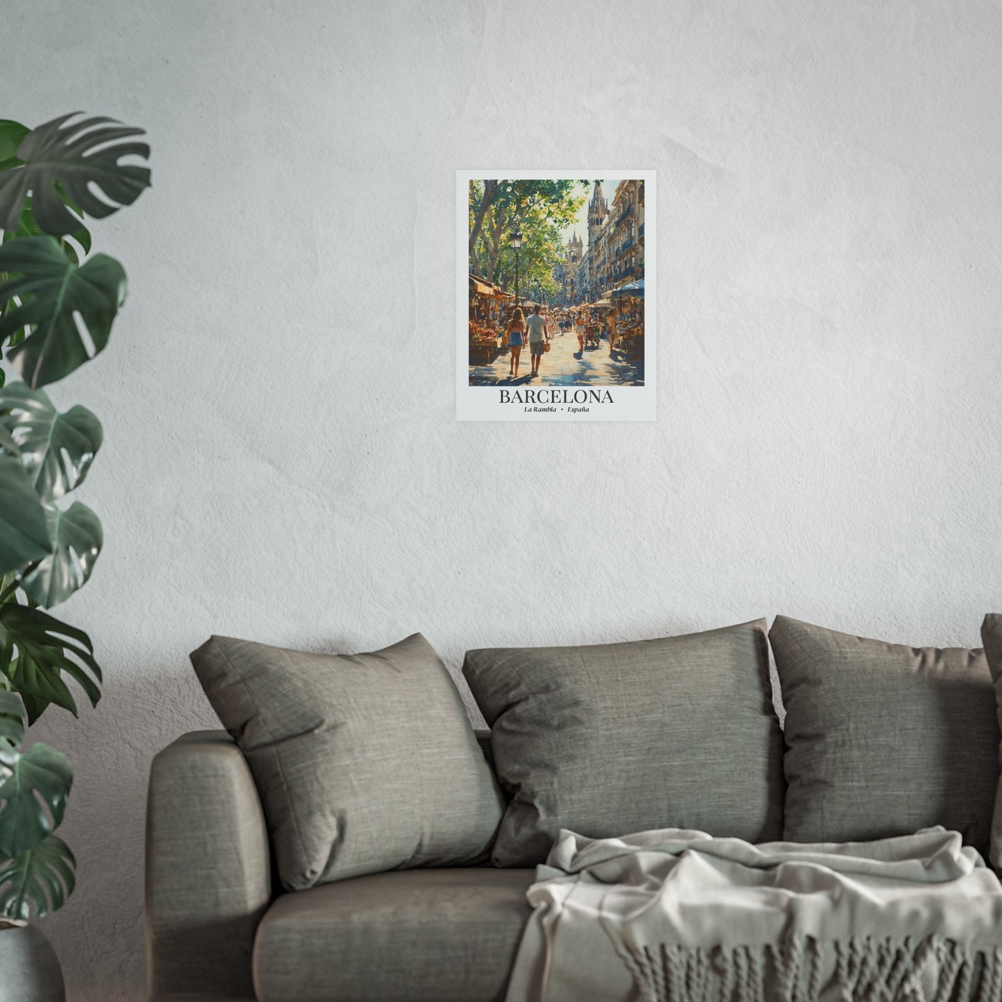 Barcelona Las Ramblas – Fine Art Poster Print, Spanish Cruise Ship Port Wall Art, Iconic Promenade Decor