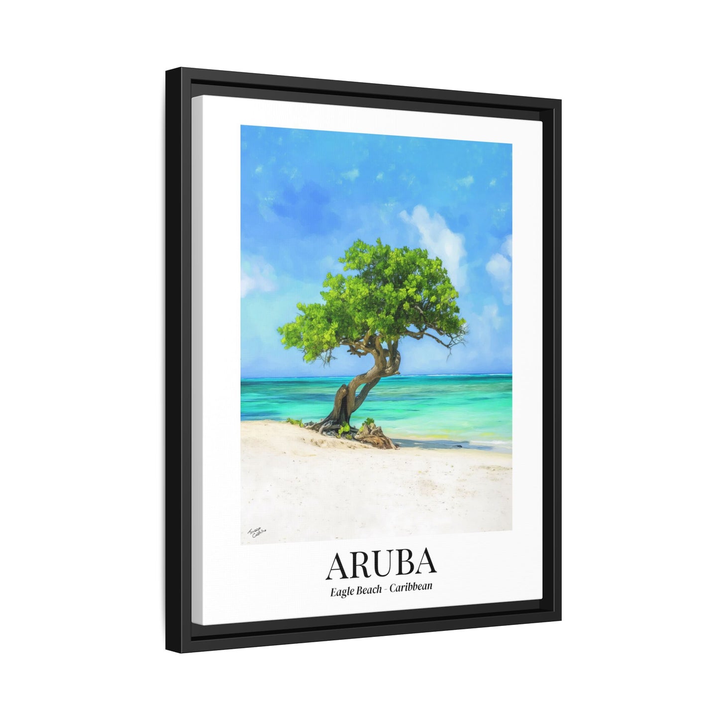 Aruba Fine Art Print – Eagle Beach Canvas Wall Art, Fofoti Tree Print, Cruise Ship Vacation Memory, Beach House Gift for Travelers, Caribbean Decor