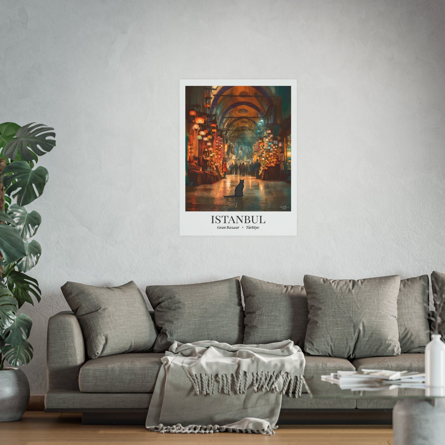 Istanbul Fine Art Print – Grand Bazaar Poster with Cat, Türkiye Travel Memory, Shared Wall Decor, Cultural Souvenir