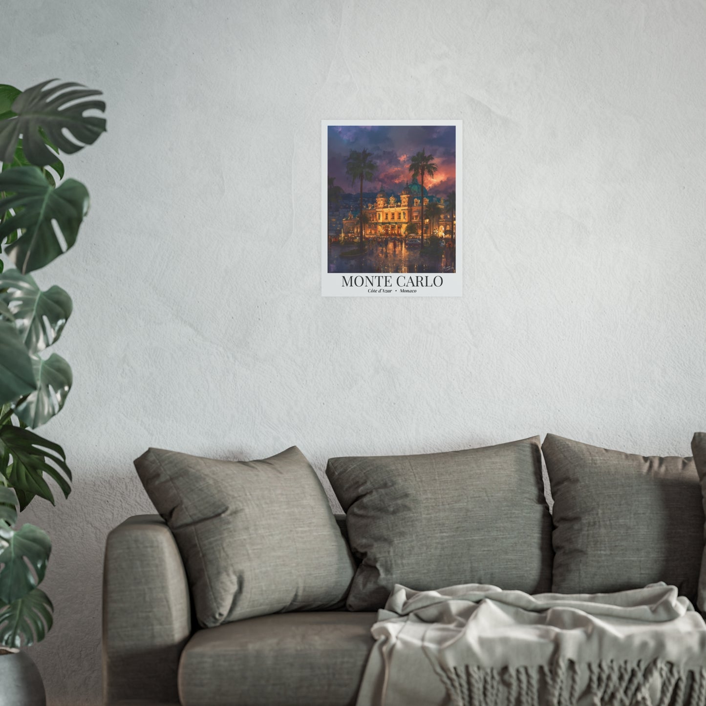 Monte Carlo Casino – Fine Art Poster Print, Monaco Cruise Ship Port Wall Art, Côte d’Azur Landmark Decor